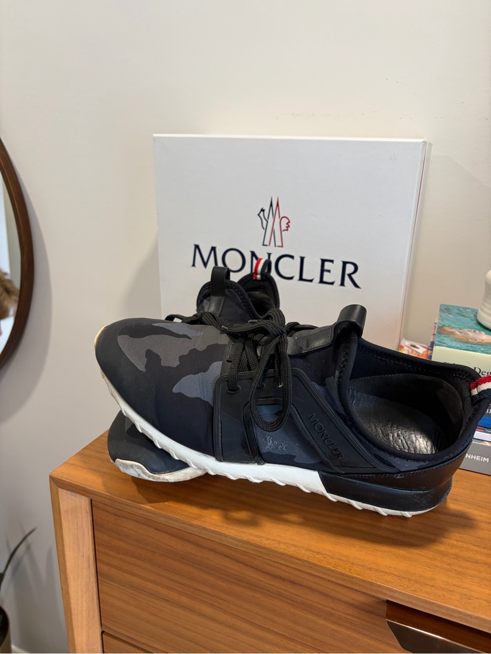 Moncler Men's Black & Gray Camouflage Lace-Up Sneakers